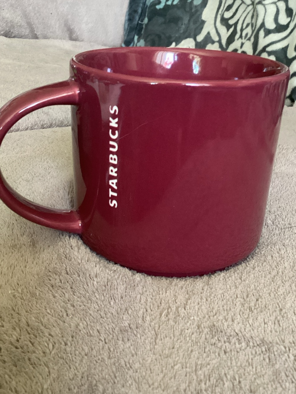 Starbucks Deep Burgundy Ceramic Mug with Vertical Logo